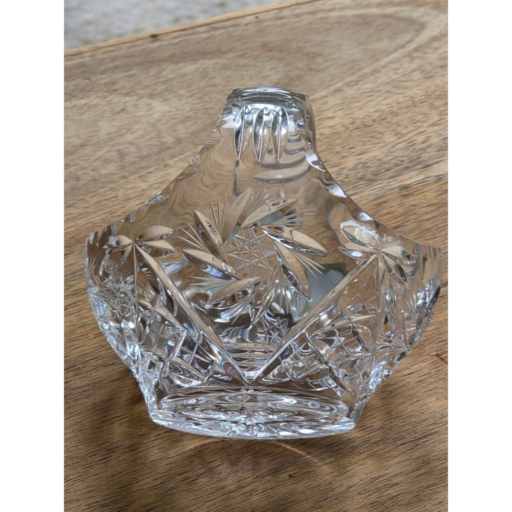 Ruckl & Sons Bohemia Lead Crystal Basket Hand Cut Czech Republic Starburst 24% - Picture 11 of 16